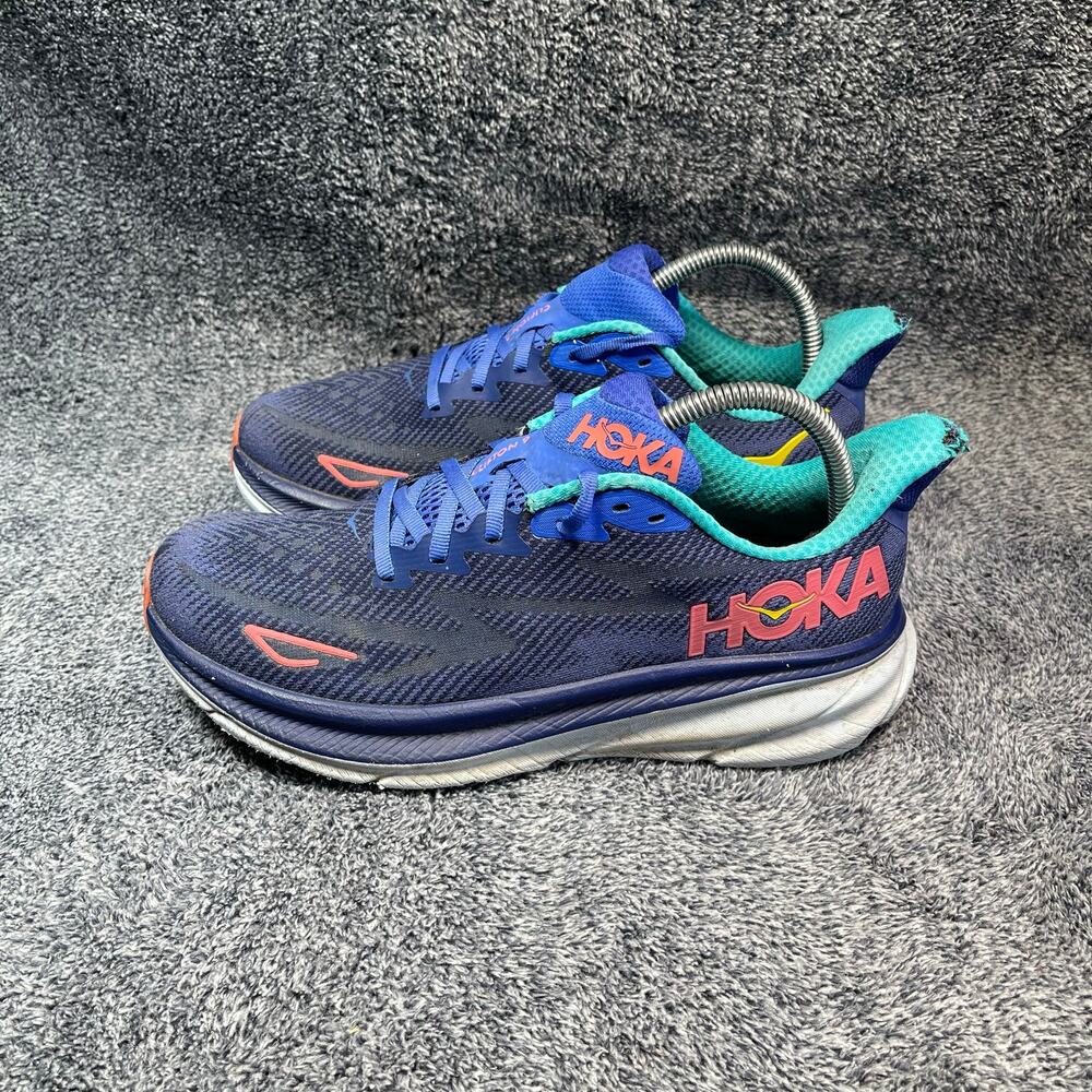 Hoka One One Clifton 9 Blue Running Shoes Size 8.5 Womens